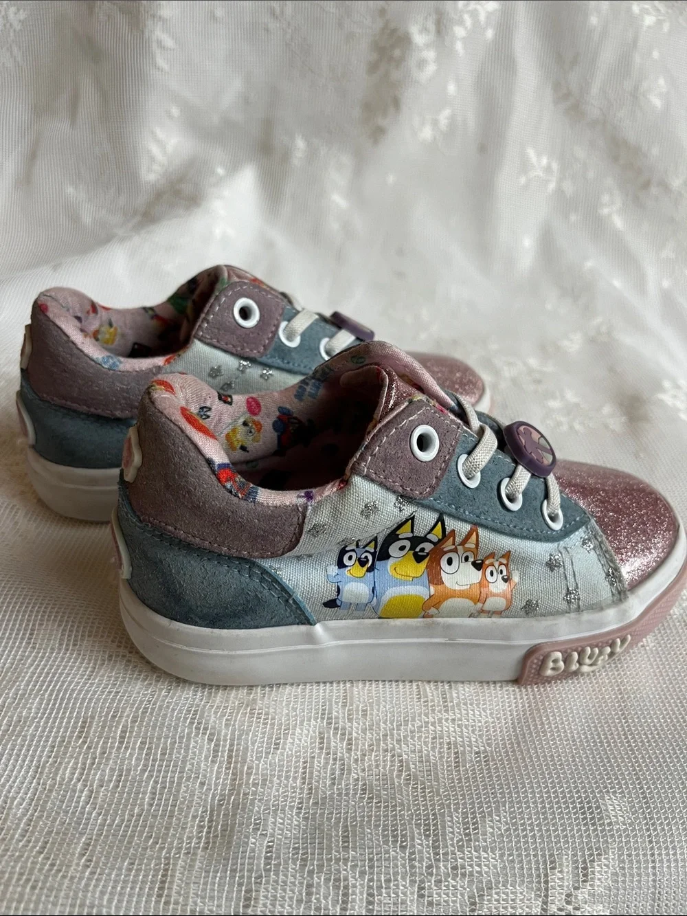 Kids' Bluey & Bingo Sneakers in Pink, Blue & White Slip On Style
